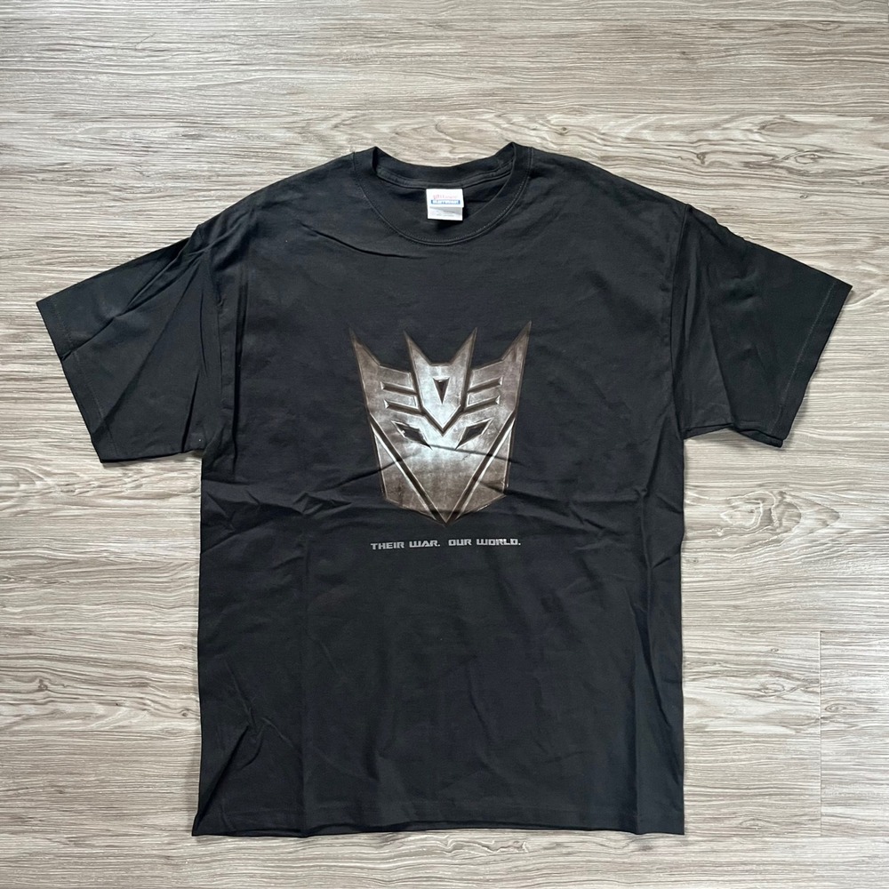 Vintage Transformers Movie Promo Shirt 2007 Decepticon Logo Black Mens Large
